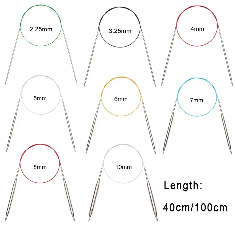 40/100cm Circular Knitting Needles Metal Needles Stainless Steel Crochet Hook DIY C additional angle