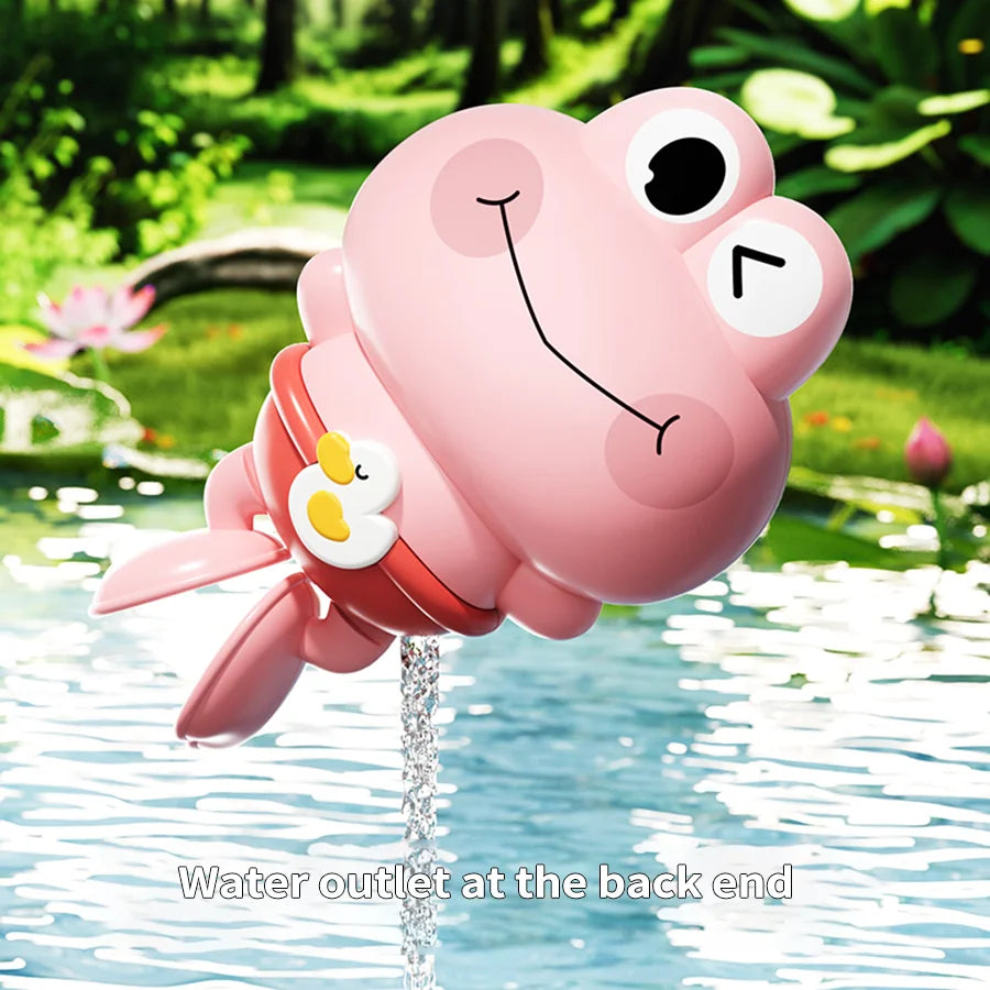 Children's bath toys - Clockwork frogs that float and swim close-up view