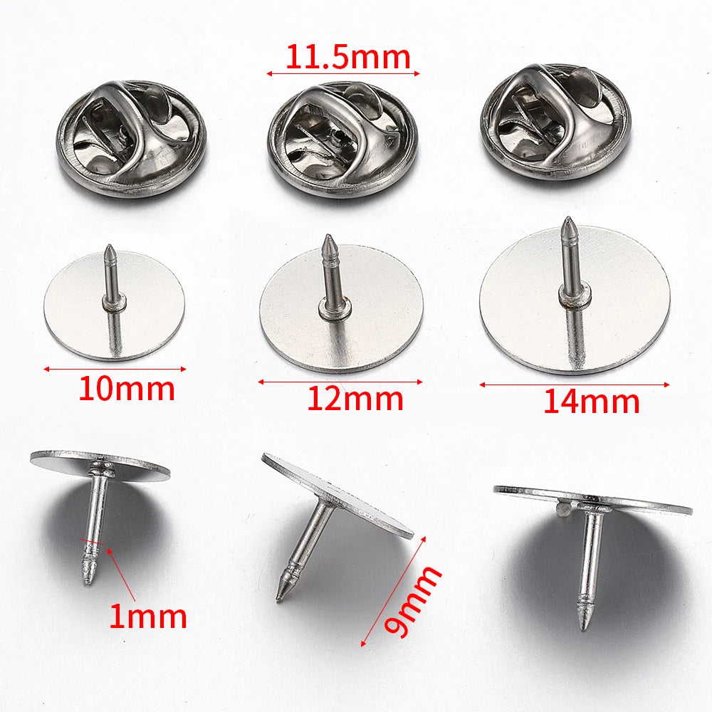 10pcs Stainless Steel Butterfly Tie Tack Backs Brooch Pin Base Cufflink Settings
