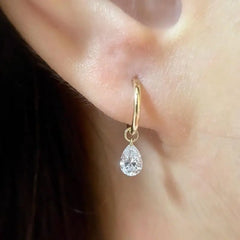 Stainless Steel Waterdrop Zircon Hoop Earrings for Women Men Gold Color Silver Color Fas detail view
