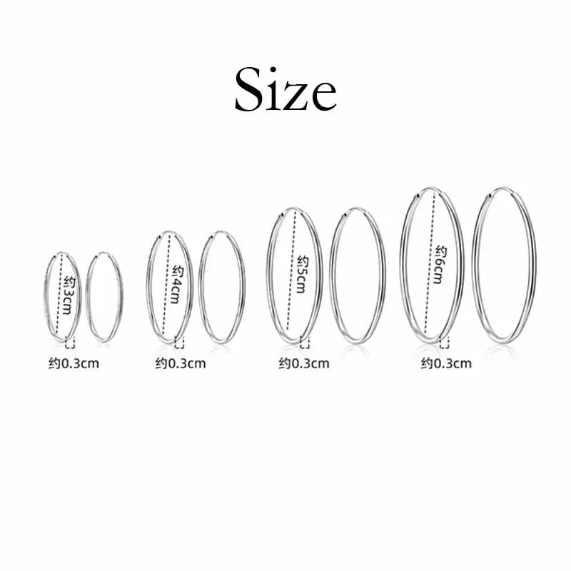 Andara 925 Sterling Silver 3MM Thick 3/4/5/6CM Hoops Earrings For Women Wedding Luxur lifestyle view