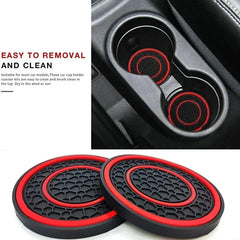 New 2-piece Anti Slip Mat Car Coaster Durable Car Cup Holder Coaster Universal Dust-proof Protection for Car Interior