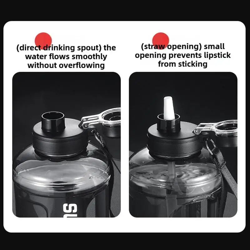 ^1Pc 1.6L/2.6L Large Capacity Sports Water Bottle With Straw Leakproof Plastic Drinkin close-up view