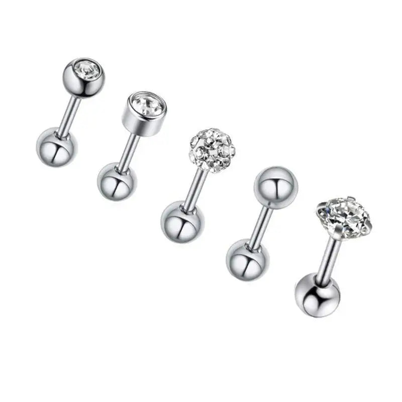 5PCS Heart Tragus Piercing Stud Earring Set Small Lobe Stud Earrings Cartilage Pierci lifestyle view
