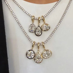 Minimalist Women's Geometric White Zircon Necklace Thin Bead Chain Pendant Non-fading fo detail view