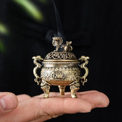 Magpie Lotus Incense Burner | Metal Incense Holder with Handle for Yoga Meditation