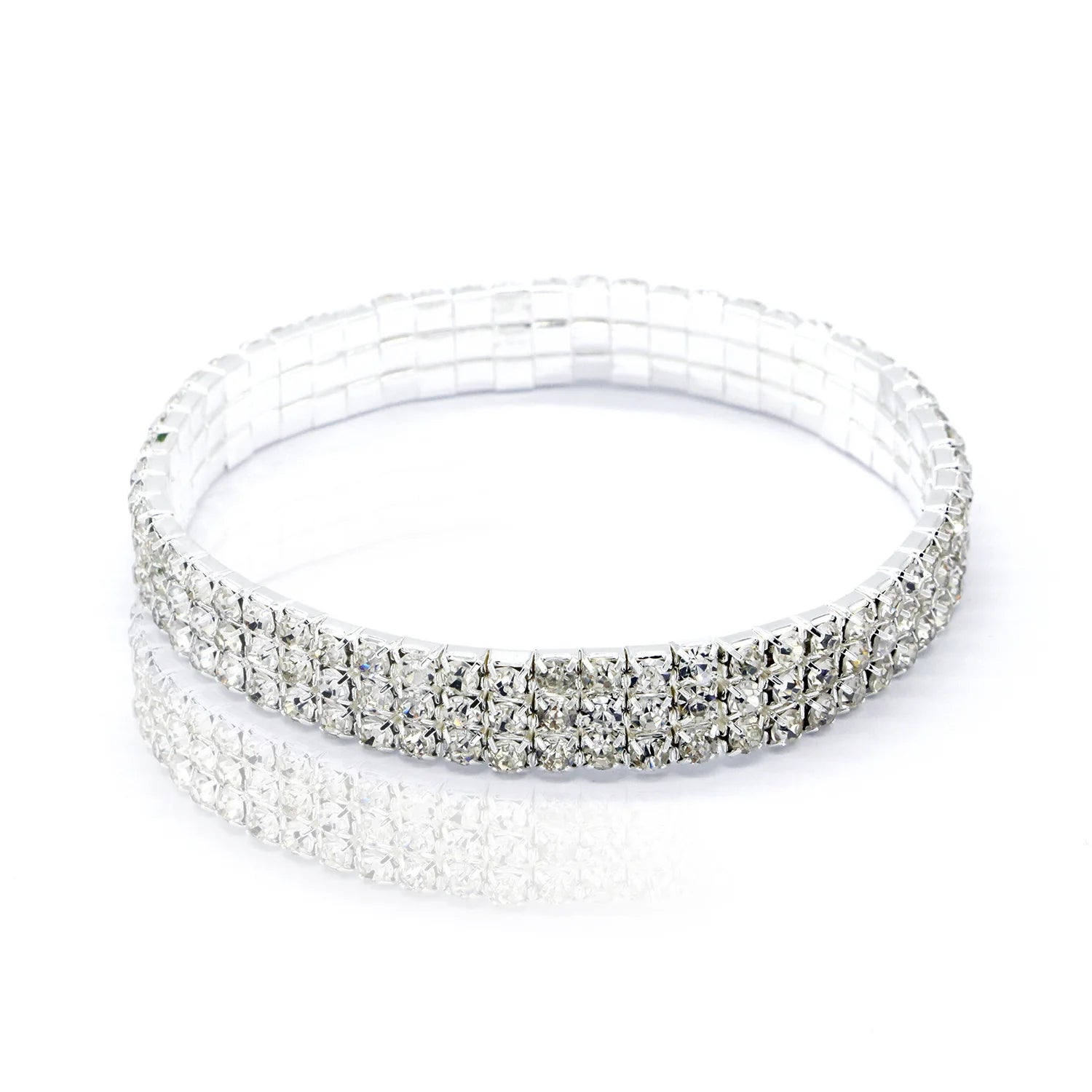 Fashion Rhinestone Tennis Anklet For Women Multi-layer Crystal Elastic Chain On Leg F lifestyle view