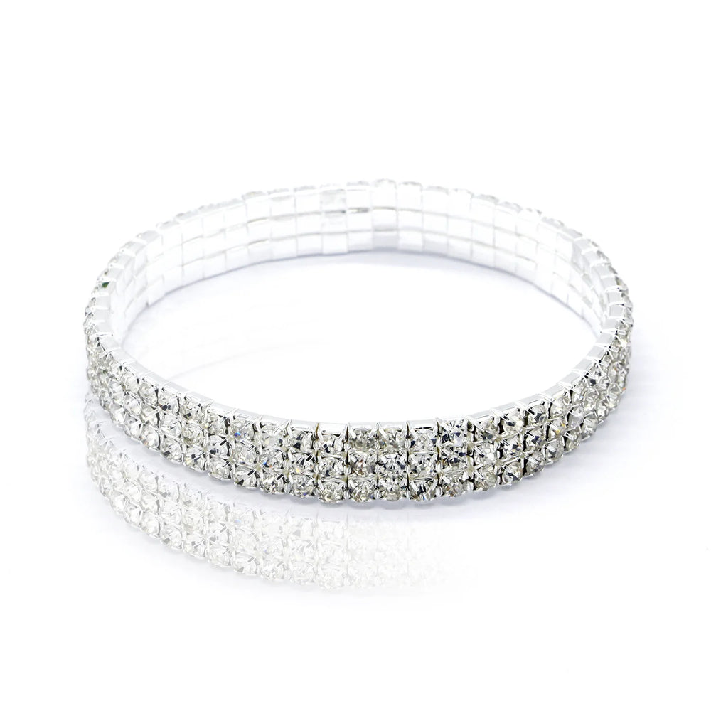 Fashion Rhinestone Tennis Anklet For Women Multi-layer Crystal Elastic Chain On Leg F lifestyle view