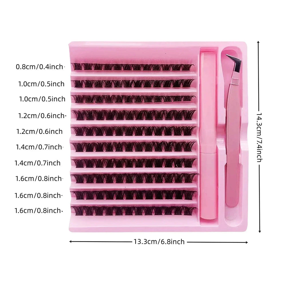 DIY Cluster Lashes 120pcs | Natural PBT Material 2-in-1 Set close-up view