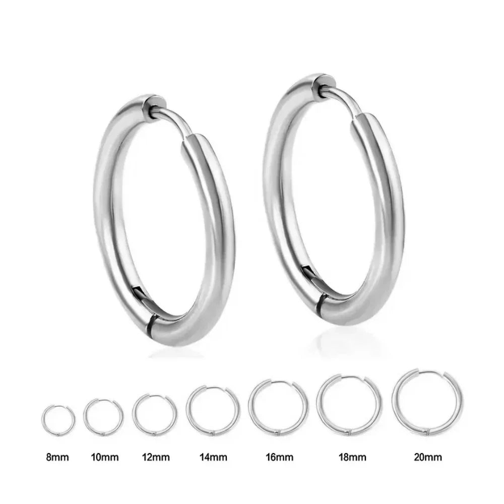 2.5mm Stainless Steel Hoop Earrings for Women Men Stackable Round Gold Color Hiphop Stea detail view