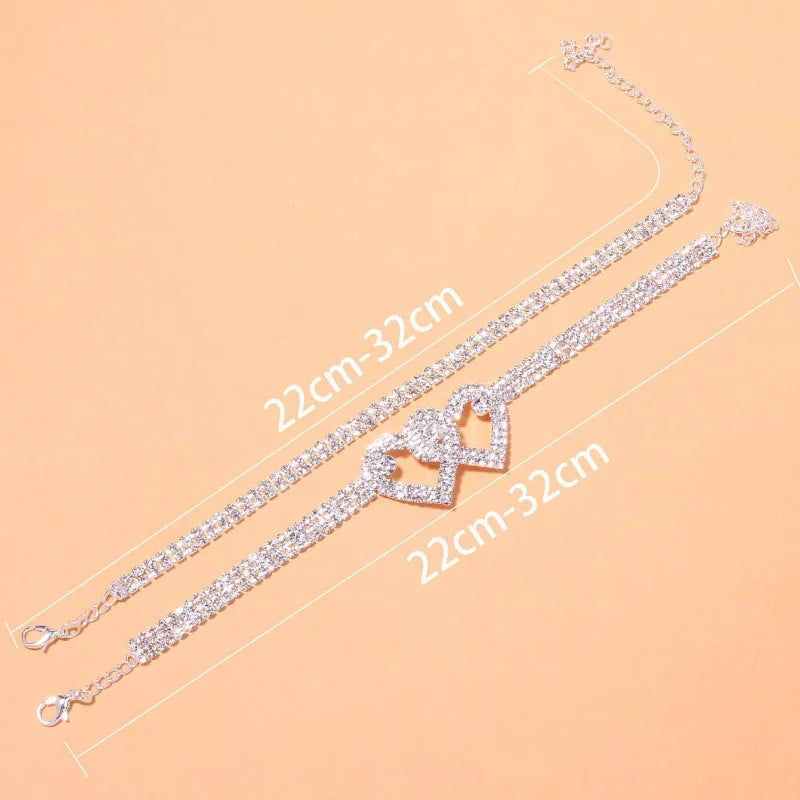 Beautiful Dazzling Cubic Zirconia Chain Anklet for Women Fashion Silver Color Ankle Brac detail view