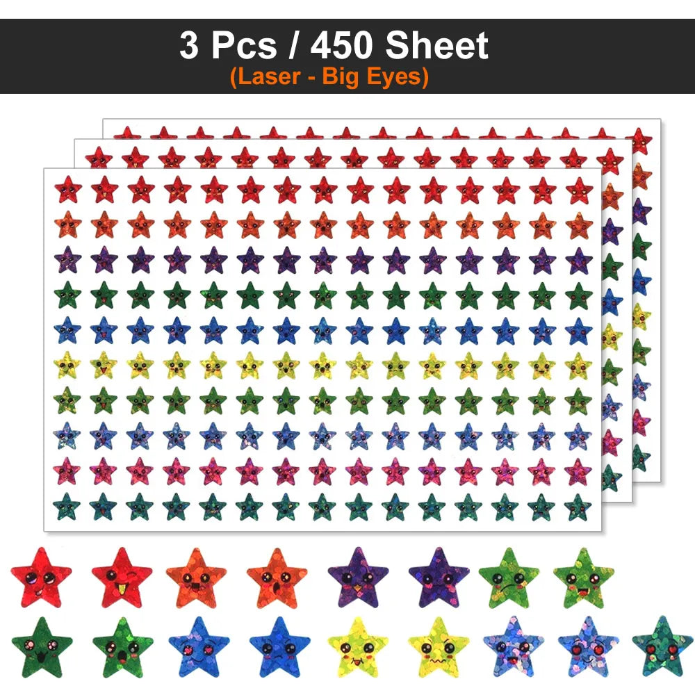 Happy Face Stars Reward Sticker Pack | 450-3000 Sheets for DIY Decor alternate view