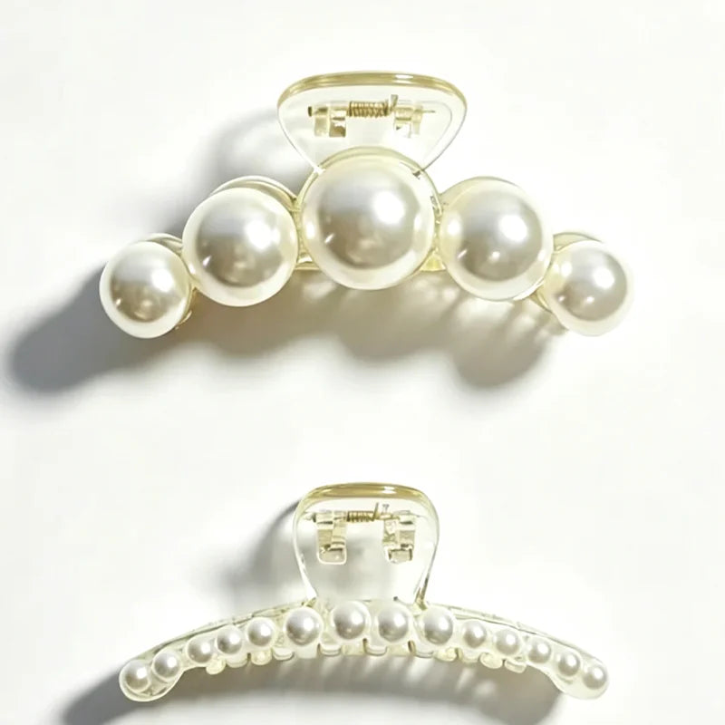 1/4pcs White Pearl Hair Clip Claw for Woman Korean Elegant Shark Clip Fashion Girl's Ponytail Clip Hair Accessories