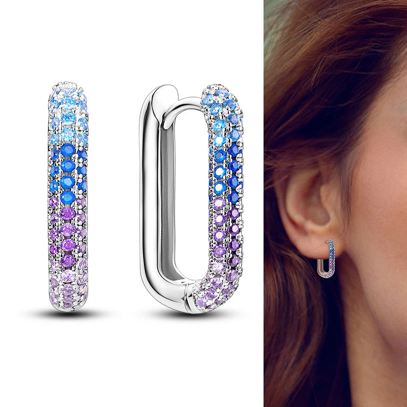 Hot Sale 925 Sterling Silver Heart Earrings Fit Original Charms Hoop Earrings For Wom alternate view