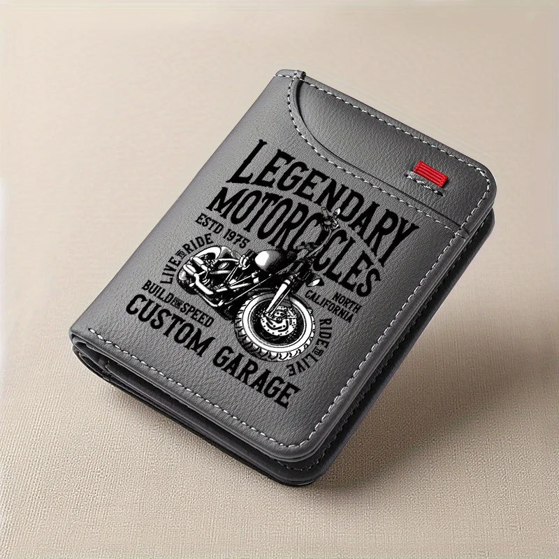 Men's Retro Faux Leather Wallet | Vintage Motorcycle Style Slim Business Card Holder alternate view