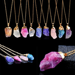 Irregular Amethyst Gemstone Necklace Healing Crystal Chakra Stone Women Birthday Gift Citrine Gemsto