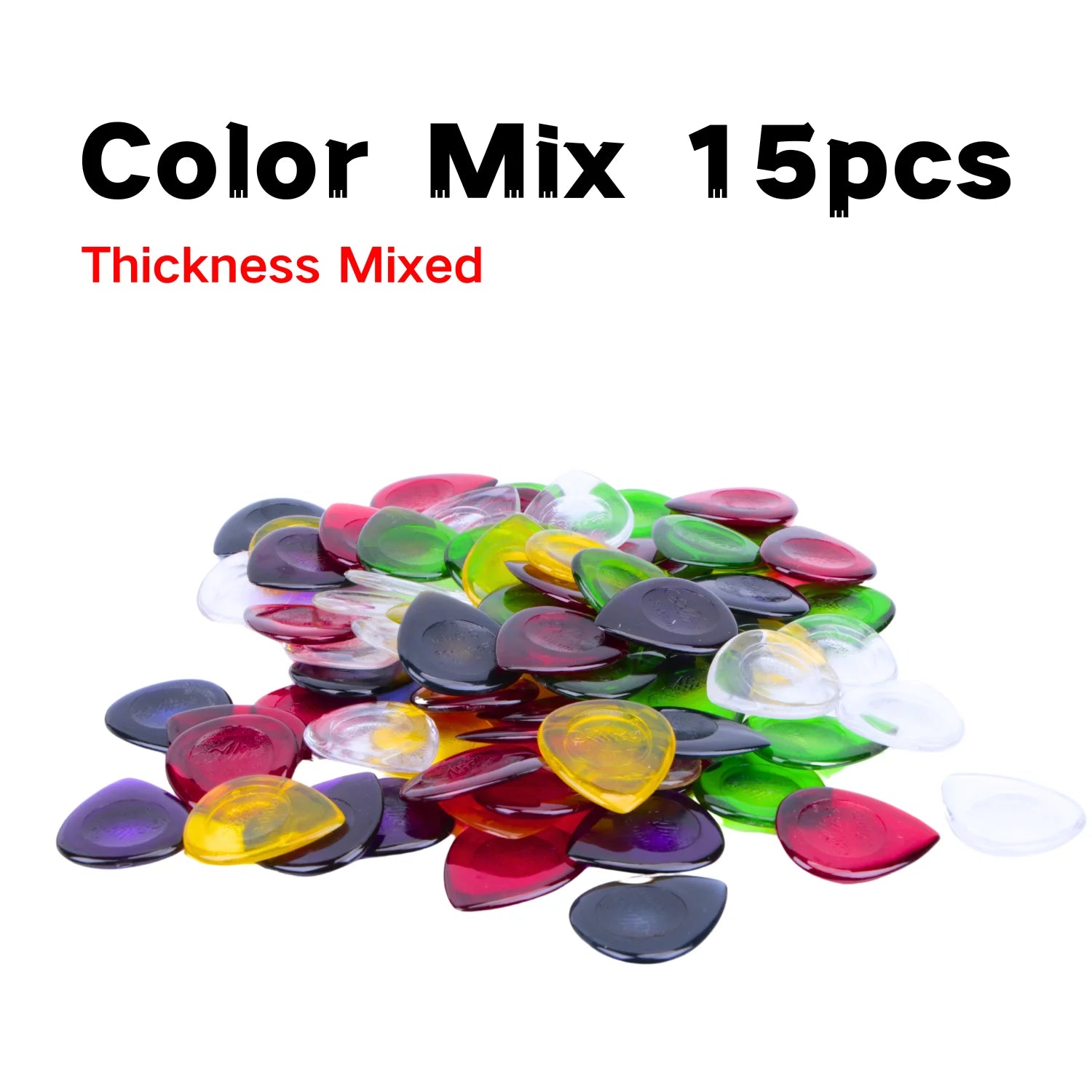 15pcs Color Guitar Pick 1mm/2mm/3mm - Three Thickness Groove Anti-Slip - Suitable for Ac detail view