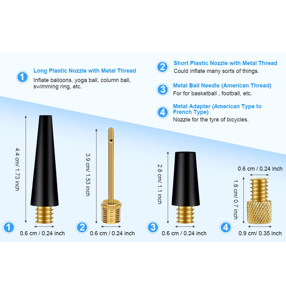 Inflation Kit Ball Pump Needles Valve Adapters for Air Pump