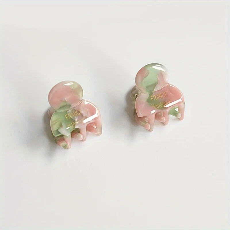2pcs/set Mini Acetate Hair Claw Side Pins Small Size Shark Clip Sweet Cute Elegant Ha lifestyle view