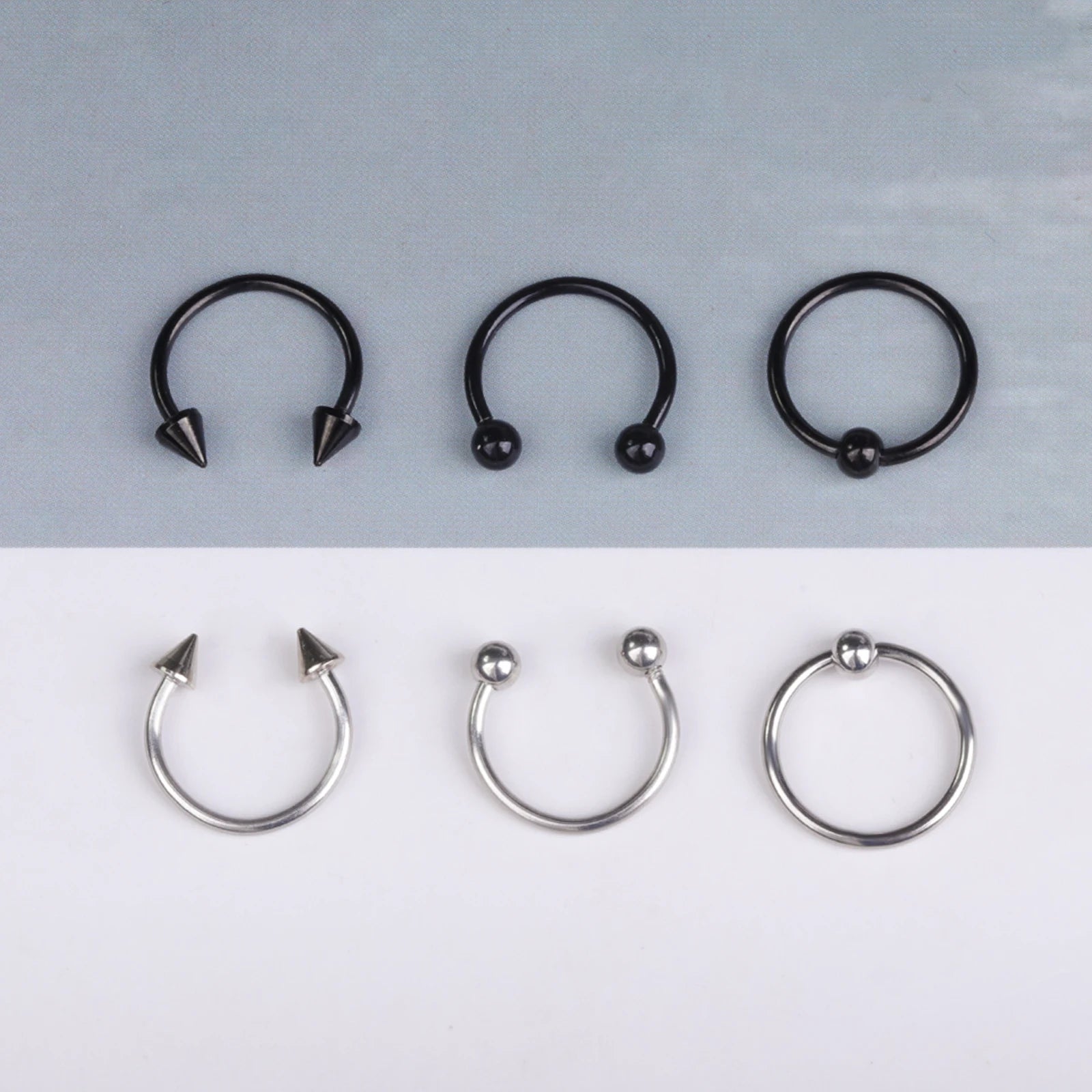 24pc 16G Multiuse Stainless Steel Piercing Rings - Hypoallergenic Horseshoe Hoops for lifestyle view