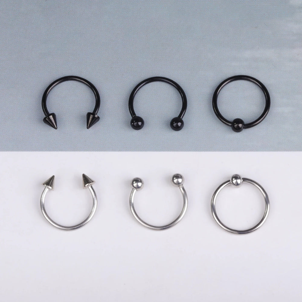 24pc 16G Multiuse Stainless Steel Piercing Rings - Hypoallergenic Horseshoe Hoops for lifestyle view