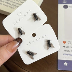 Funny Prank Flies Stud Earrings For Women Realistic Simulation Insect Small Fly Earri alternate view