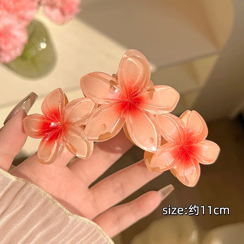1/2pcs Fashion Gradient Egg Flower Hair Claws Clip For Women Sweet Acrylic Girls Ha additional angle