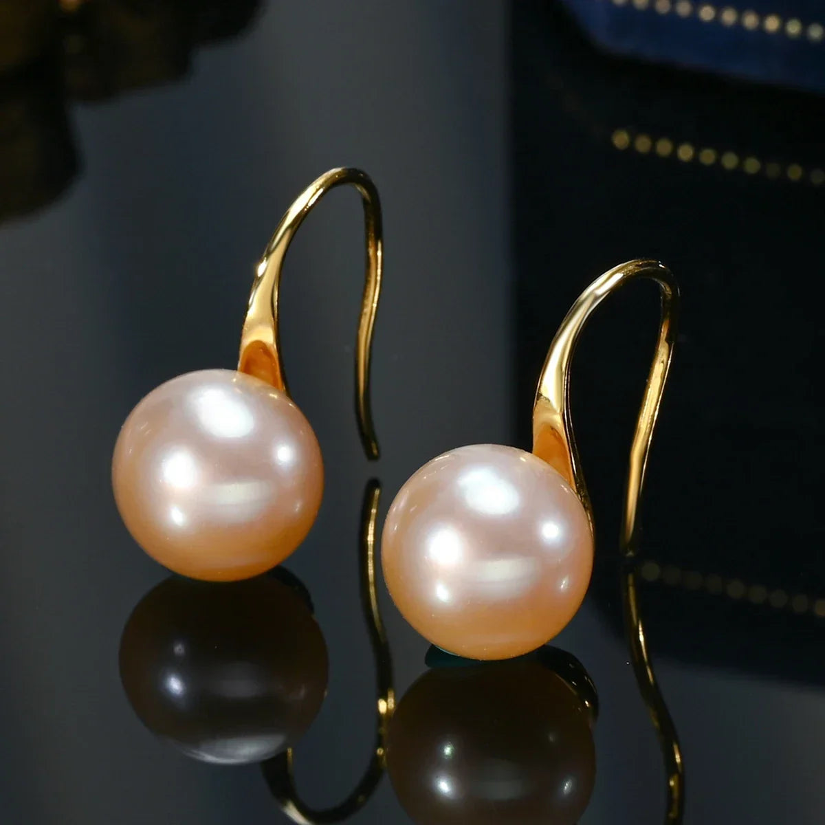 Freshwater Pearl Stud Earrings 8-9mm | AAAA Grade Round Pearl Jewelry for Women additional angle