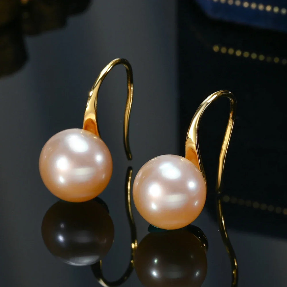 Freshwater Pearl Stud Earrings 8-9mm | AAAA Grade Round Pearl Jewelry for Women additional angle