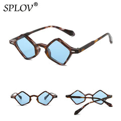New Fashion Ins Popular Small Polygon Square Sunglasses Women Clear Ocean Lens Shades Men Trending Rivets Sun Glasses UV400