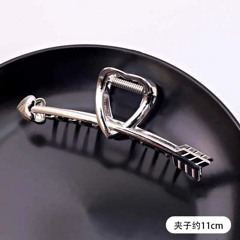 Vintage Silver Geometric Metal Hair Claw For Women Girls Long Hair Holder Headband additional angle