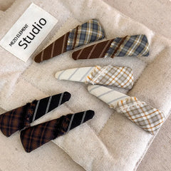 Sister's Style Plaid Fringe Patchwork Hair Clip Luxurious Triangle Fabric Bang Clip BB Clip Side Clip Hair Accessory