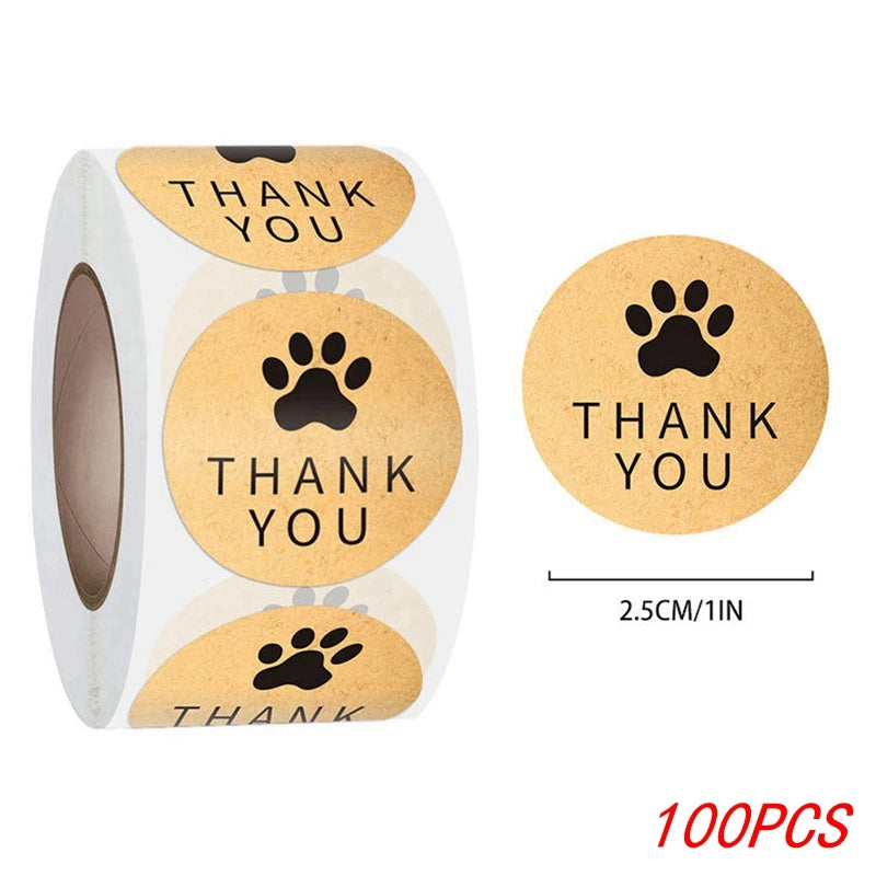 1 Inch Gold Foil Paw Thank You Stickers | Cute Business Supplies close-up view