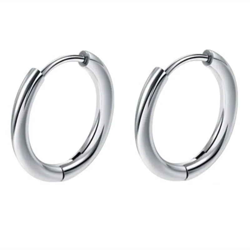 Stainless Steel Huggie Hoop Earrings | Unisex Cartilage Helix Tragus Jewelry close-up view
