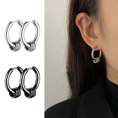 Gothic Stainless Steel Hoop Earrings | Unisex Dragon Punk Jewelry detail view