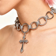 Gothic Cross Pendant Necklace | Punk Rock Grunge Jewelry for Women alternate view
