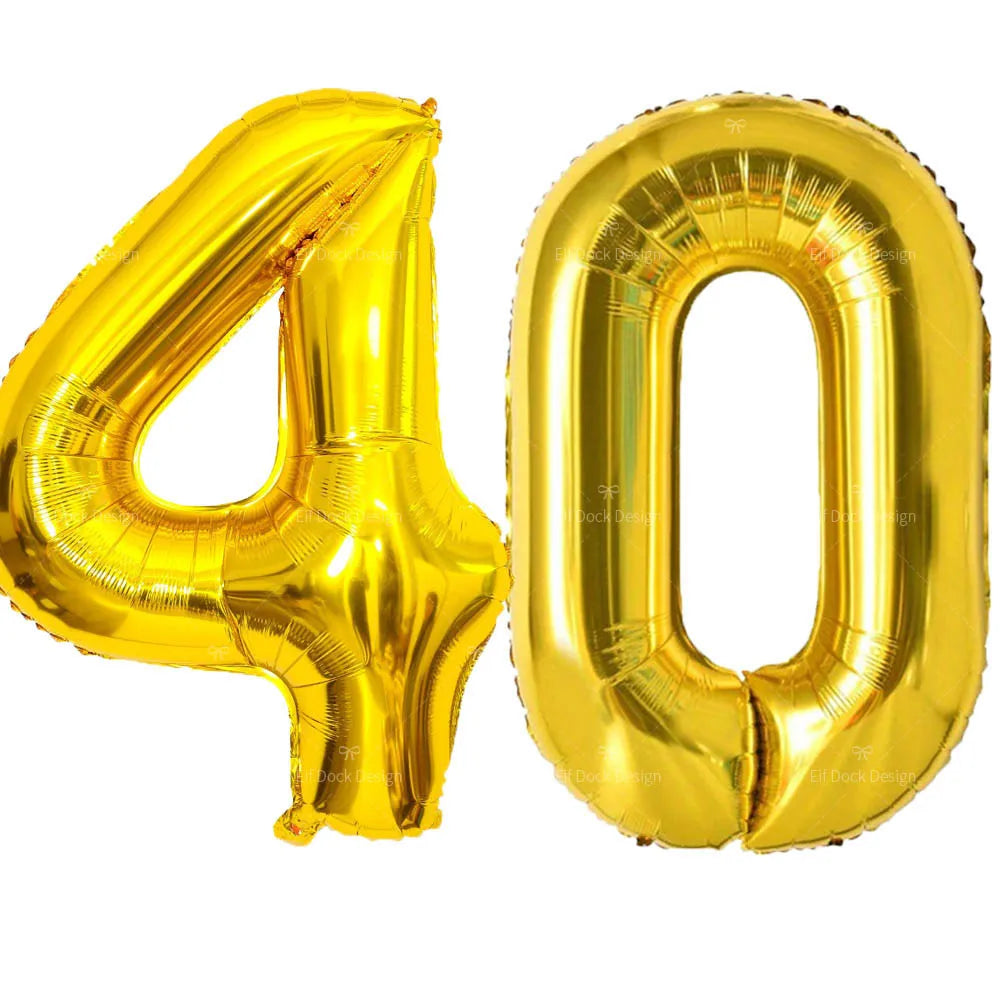 Gold Number Balloons for Milestone Birthdays | Large 40 Inch Foil Set alternate view