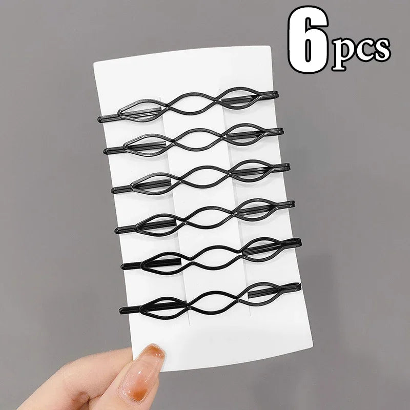 3/12Pcs Black Hair Clips Bobby Pins Wavy Fashion Hairpins Metal Barrettes Invisible B lifestyle view