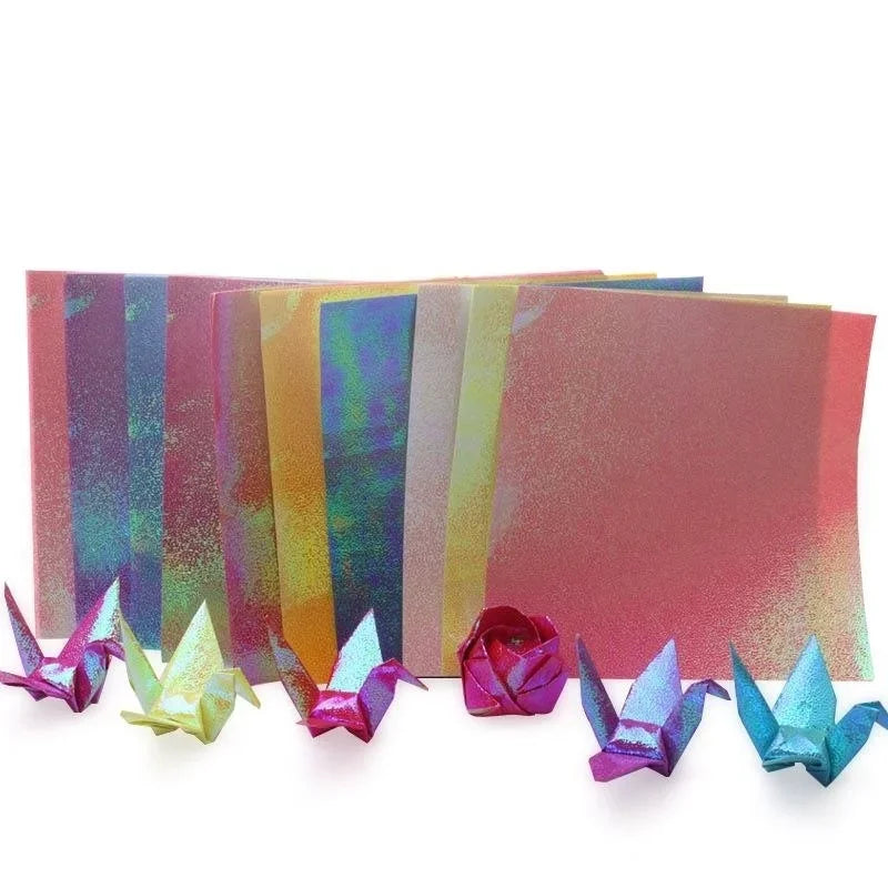 100Pcs Glitter Origami Paper Squares | Sparkling Lucky Bird Craft Sheets lifestyle view