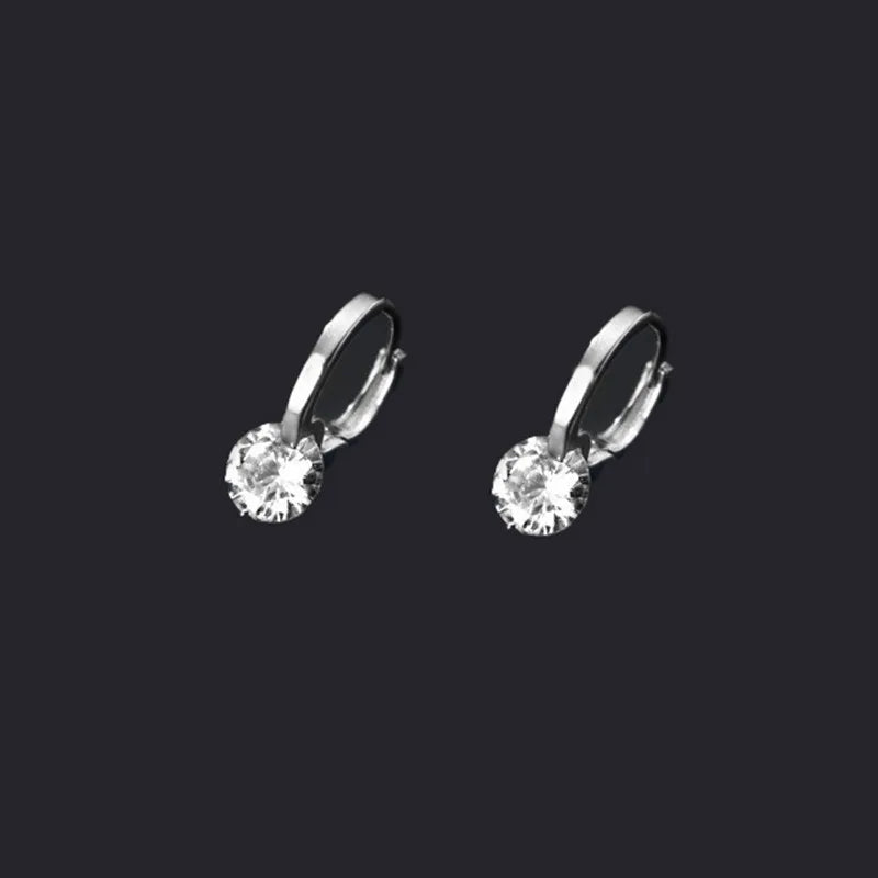 925 Silver Needle Simple Shiny Zircon Earrings Gold Plating Jewelry Crystal Stud Earrings Women