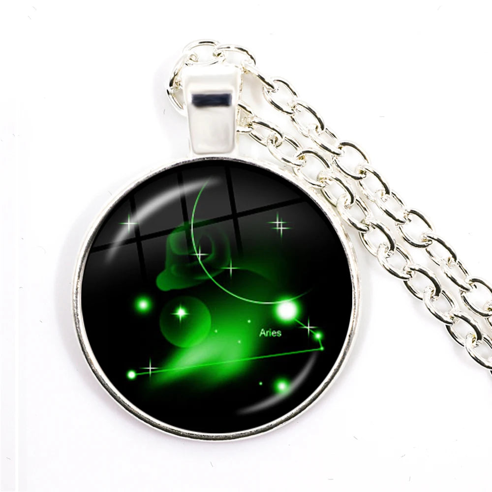 Zodiac Necklace Silver Plated | 12 Constellation Pendant Jewelry additional angle