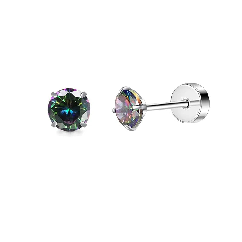 2pcs/lot 20G Star Heart Butterfly Stud Earring for Women Stainless Steel Crystal Ea additional angle