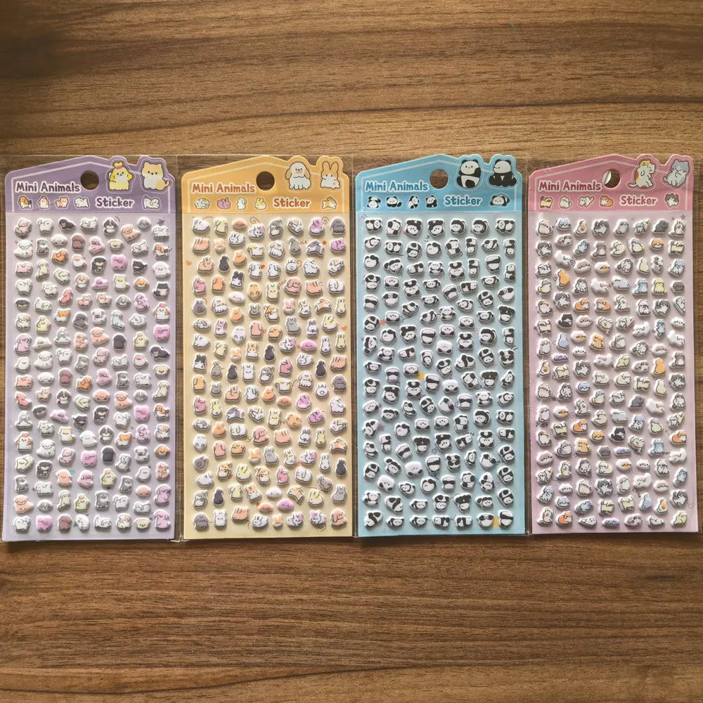 4-Pack Cute Mini Animal Pattern Stickers | Vibrant Stationery Decor Embellishments alternate view