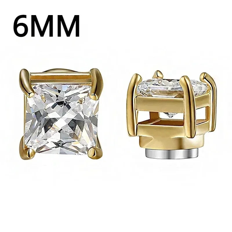 1Pairs Crystal Strong Magnetic Ear Stud Clip Earrings for Men Women, Punk Round Zircon close-up view