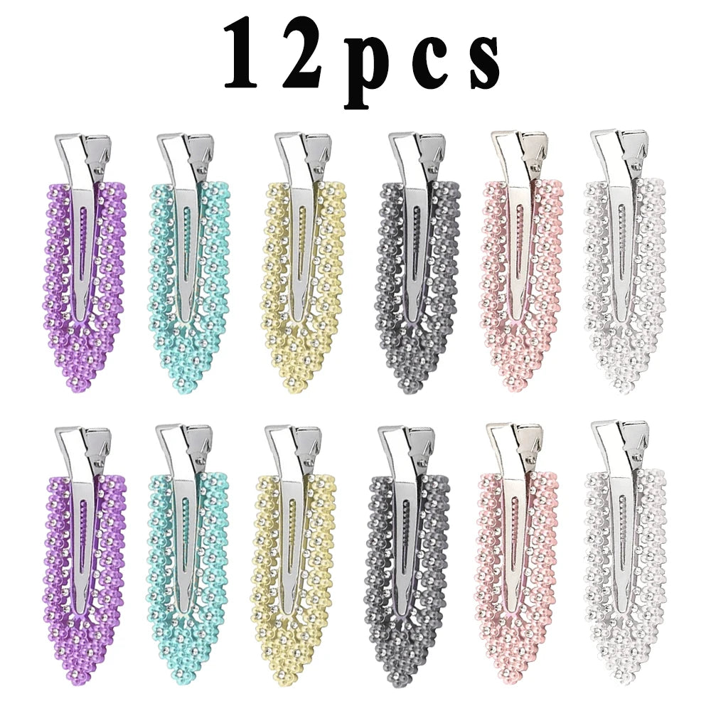 12Pcs Elegant Shiny With Pearls , Imitation Diamonds, Plastic Rhinestone Leaf Hair Cl lifestyle view