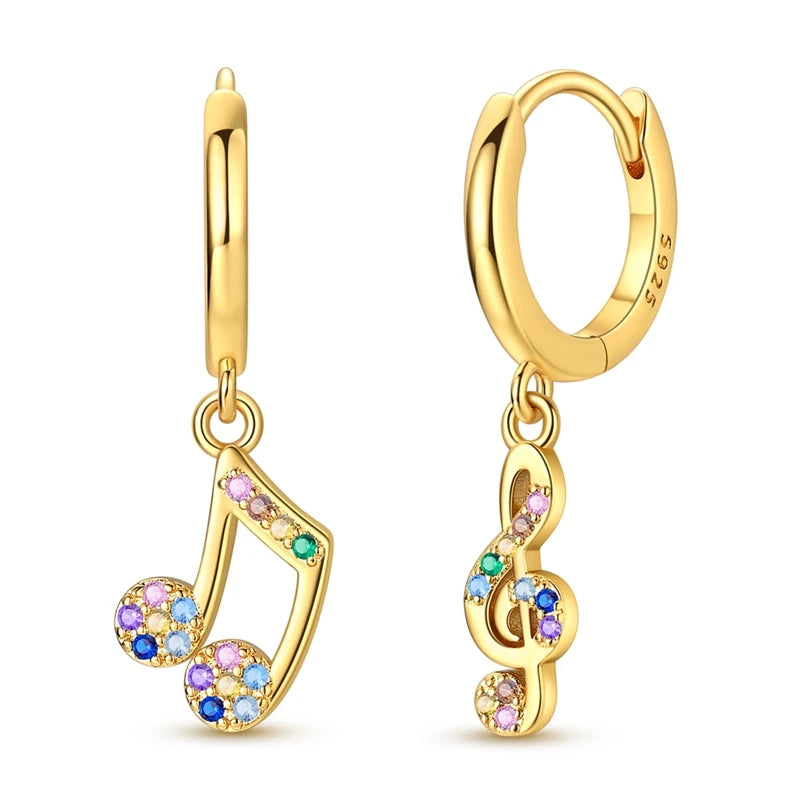 Luminous Shell Women Earrings Original 925 Sterling Silver Pave CZ Star Moon Hoop Ear lifestyle view