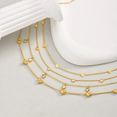 Layered Heart Pendant Necklace | Stainless Steel Minimalist Jewelry for Women detail view