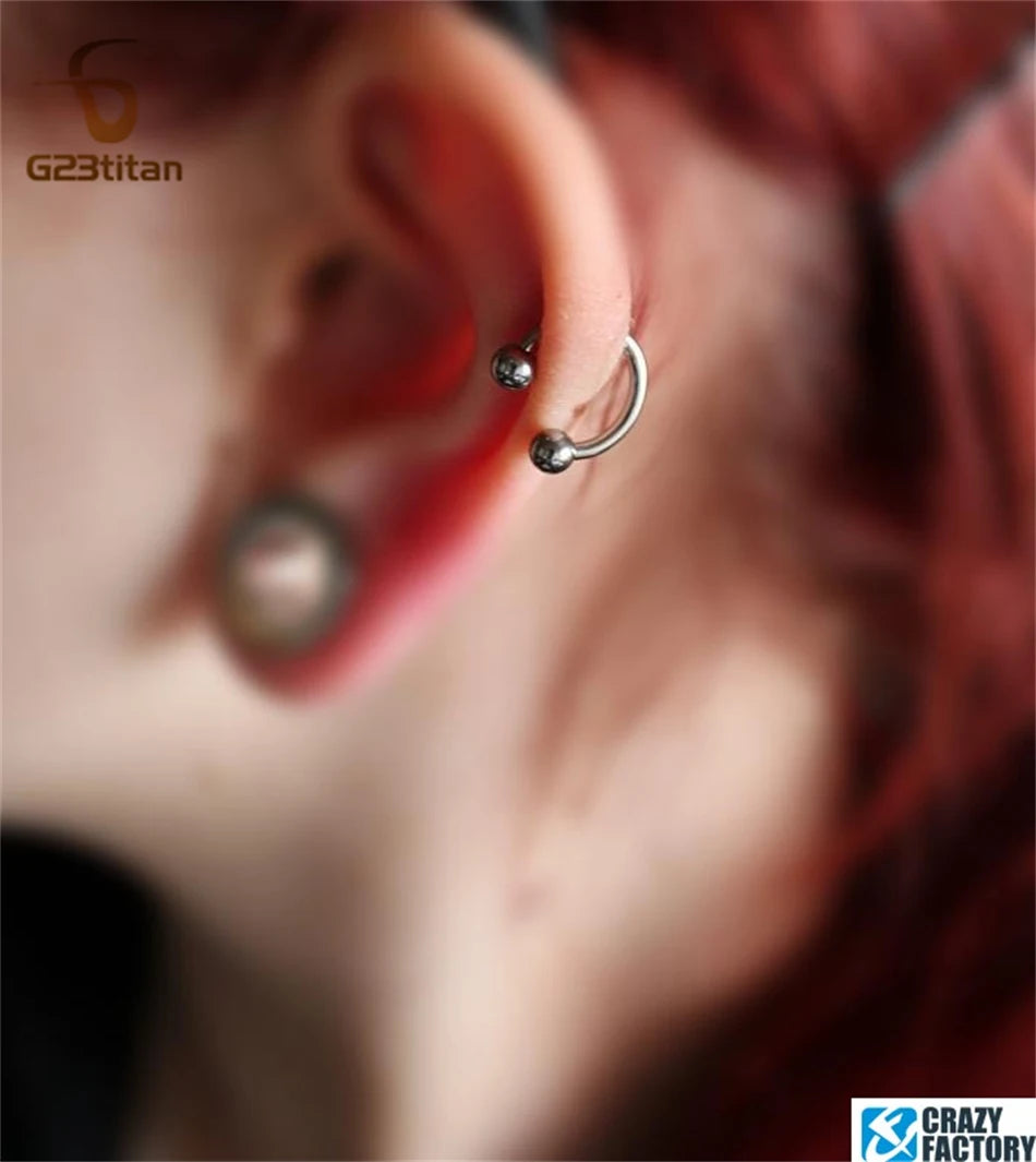 14G 6-14mm Big Titanium Circular Barbell Horseshoe for Septum Lip Ring Nipple Ear Car lifestyle view