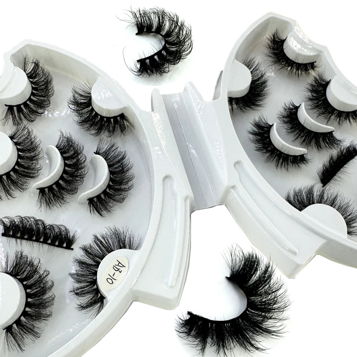 5-8 Pairs Natural Russian Striped Mink Lashes | 3D Volume Wavy False Eyelash Extens additional angle