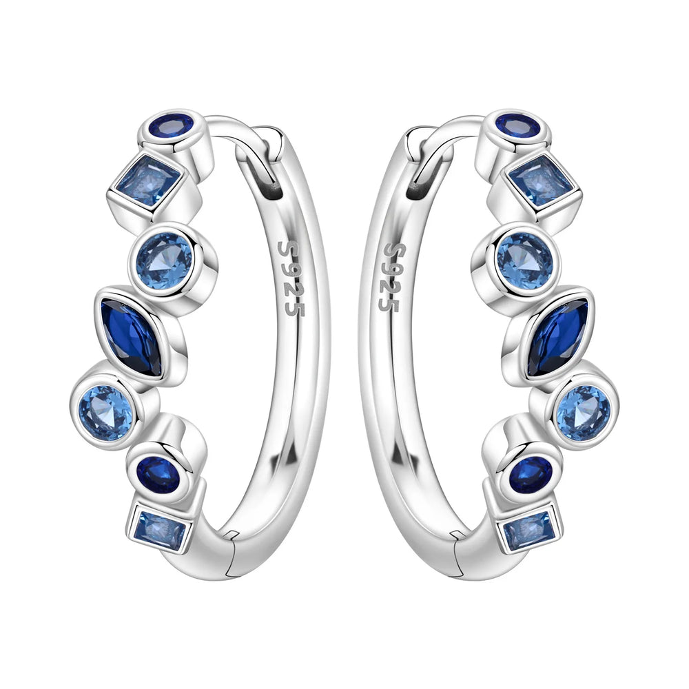PANPOKI S925 Sterling Silver Purple Zircon Series Earrings Hoop Earrings For Women Je alternate view